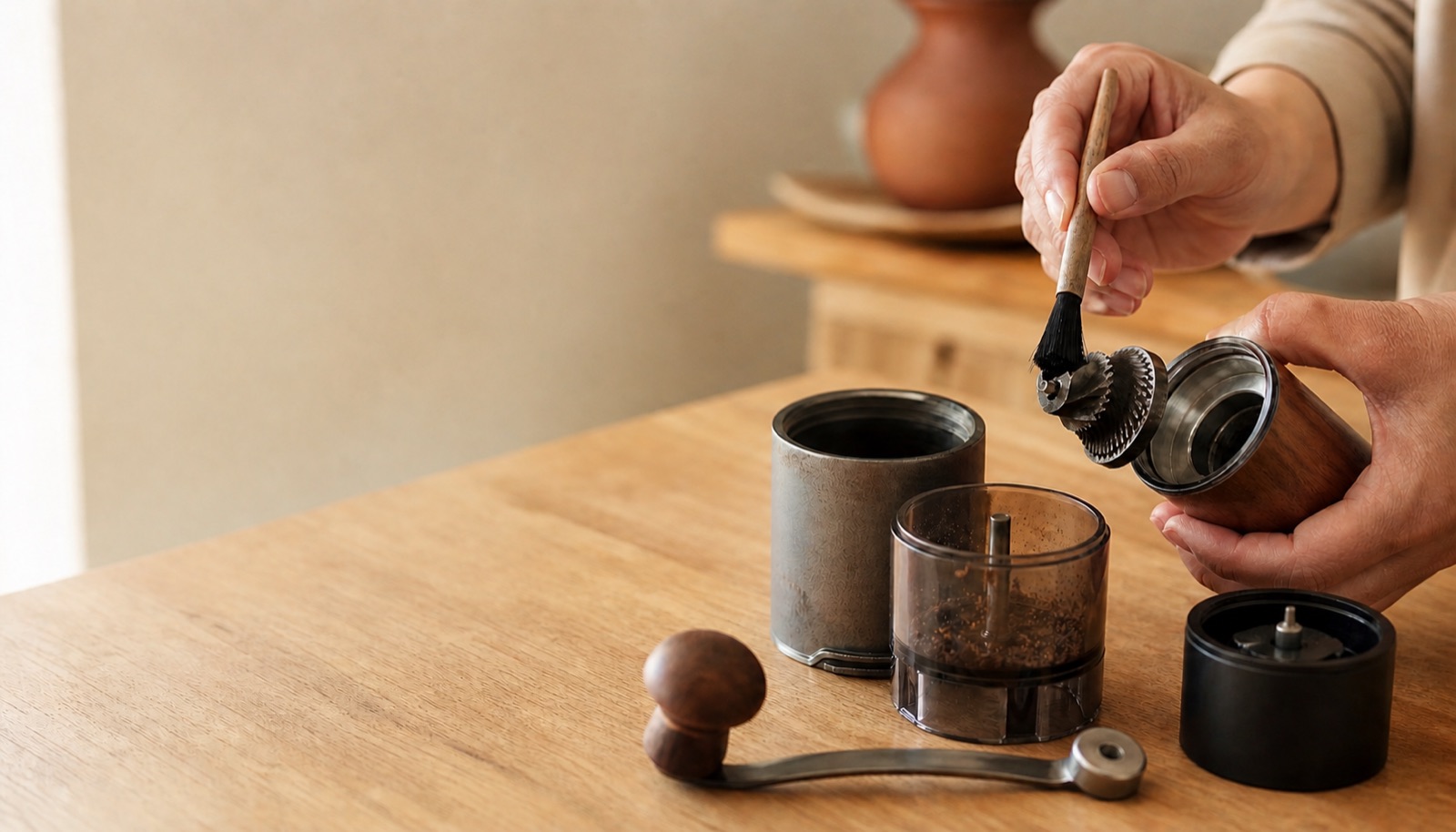 分解できない機種の代替掃除法──ミルの内部に古い粉が詰まり、コーヒーの味が鈍く感じるようになったとき