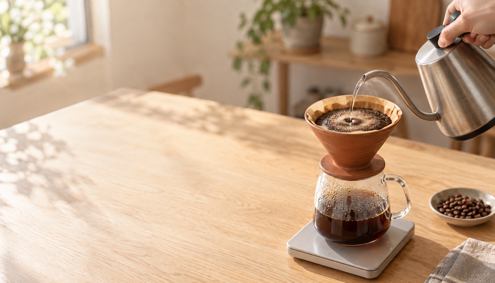 コーヒー豆と湯の量の決め方——杯数が変わっても味をそろえる比率の考え方